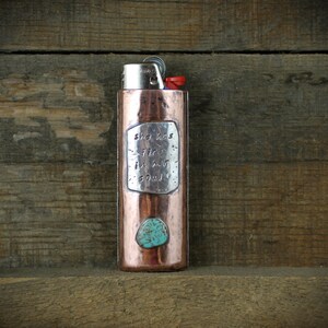 Copper Lighter Case with Natural Turquoise MADE TO ORDER image 6