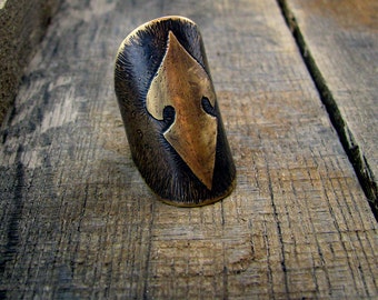 MADE TO ORDER - Warriors Shield - Armor Ring - Etched Brass Medieval Ring