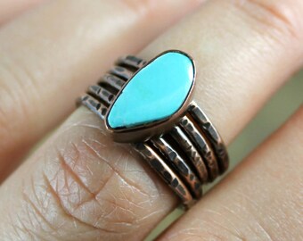 Turquoise and Copper Stacker Ring Set - MADE TO ORDER - Pick Your Stone