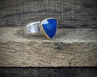READY TO SHIP - Trillion Lapis  - Sterling Cocktail Ring