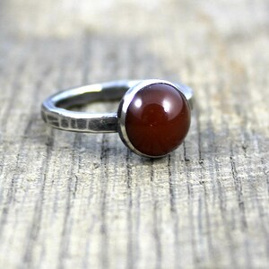 READY TO SHIP Sterling Green Carnelian Stacker Ring Size 7 image 1