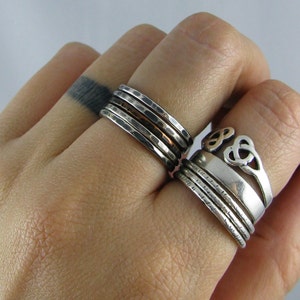 Rustic Silver and Copper Stacking Rings Set of 4 Sterling and 1 Copper MADE TO ORDER image 1