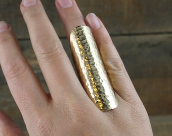 Warriors Shield - Large Hammered Saddle Ring in either Brass or Copper