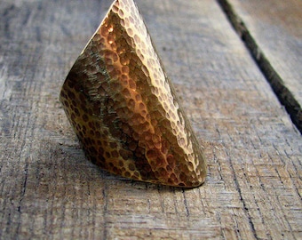 Warriors Shield - Hammered Brass Ring - MADE TO ORDER
