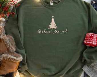 Christmas Rockin Around Embroidered Sweatshirt