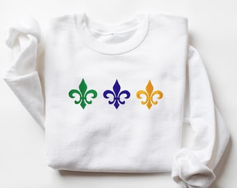 Mardi Gras Fleur de Lis Embroidered Sweatshirt