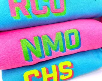 NEON Shadow Block Embroidered Monogram Sweatshirt