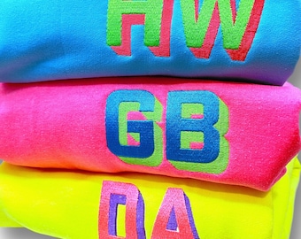 NEON Shadow Block Embroidered Monogram Sweatshirt