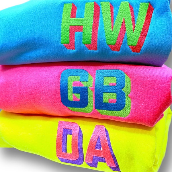 NEON Shadow Block Embroidered Monogram Sweatshirt