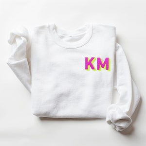 NEON Shadow Block Embroidered Monogram Sweatshirt White