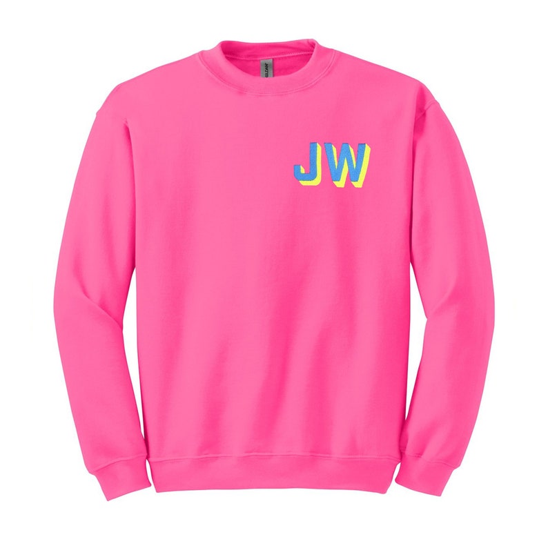 NEON Shadow Block Embroidered Monogram Sweatshirt Neon Pink