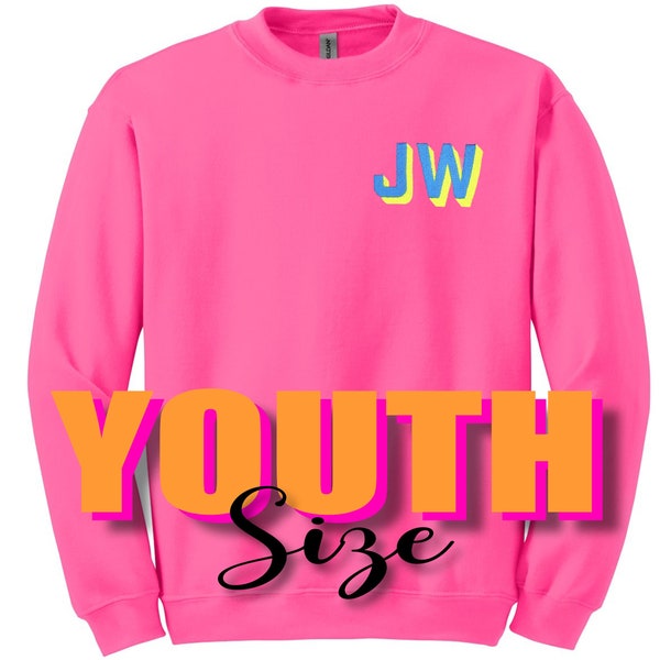 YOUTH Neon Shadow Block Embroidered Monogram Sweatshirt