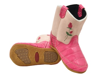 Pink Rose Baby Boots