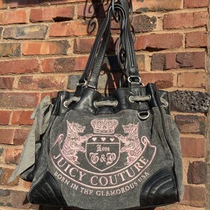 Vintage Juicy Couture Scottie Hunde Daydreamer Schultertasche Handtasche rosa grau schwarz