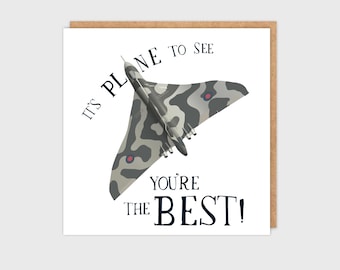 Tarjeta de avión Avro Vulcan, tarjeta de cumpleaños de avión, el mejor regalo de avión, para papá, para el abuelo, para él: es un avión para ver, eres el mejor