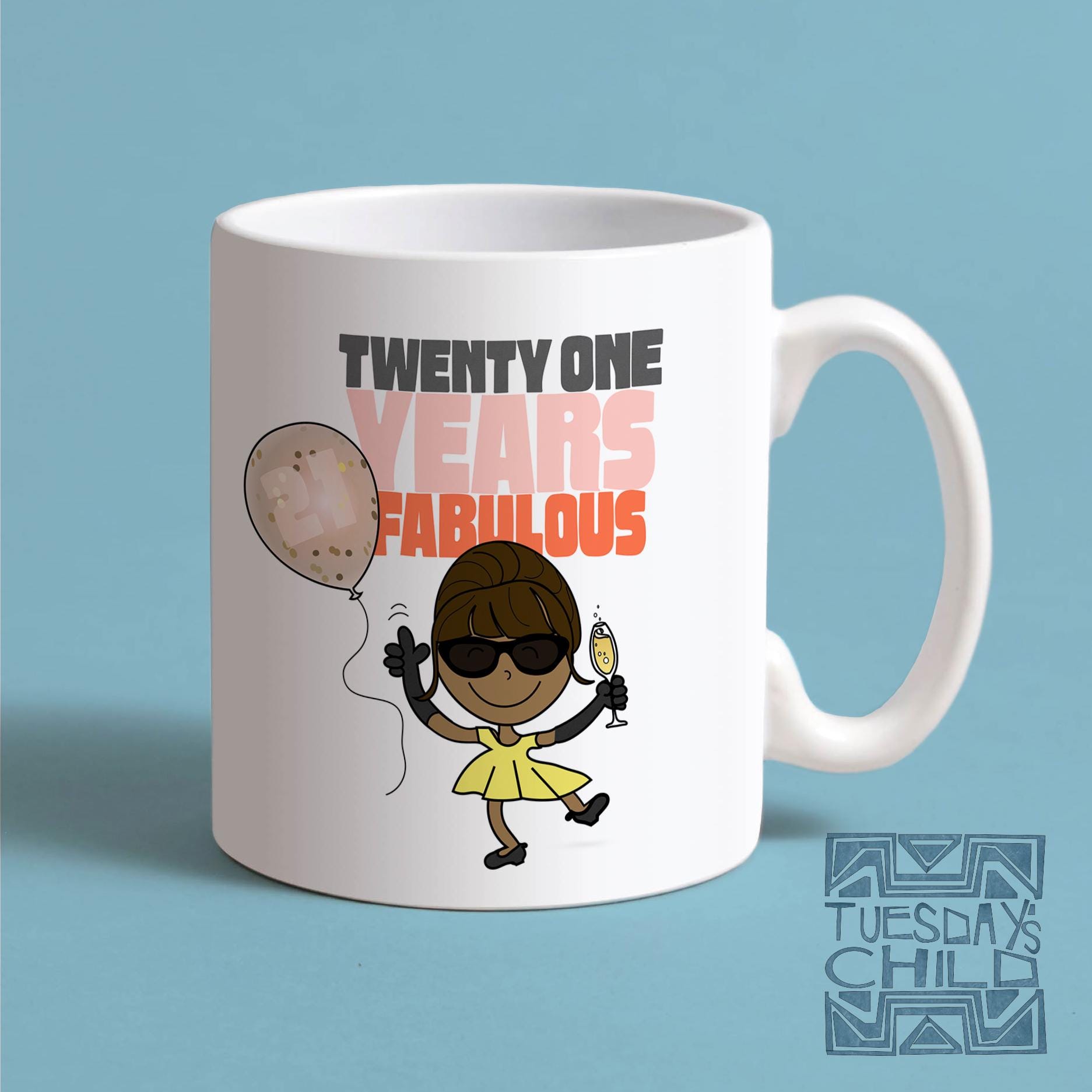 Mug Anniversaire 21 Ans - Tasse Cadeau Originale Pour Homme Ou Femme - Marque ADS, Blanc