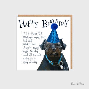 Carte d'anniversaire pêche drôle, Mortimer & Whitehouse - carte Ted, cadeau Best Gone Fishing - « Joyeux anniversaire » de Ted The Dog