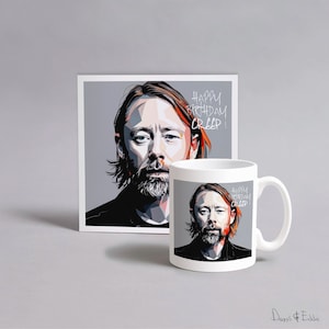 Tom Yorke Birthday Mug, Tom Yorke Card, Gift Set - Happy Birthday Creep