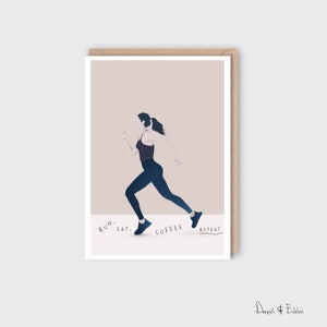 Best Running Birthday Card, Running For Her, Best Mother&#39;s Day Card For Runner, For Friend, For Mum, For Daughter - Run, Eat, Coffee, Repeat