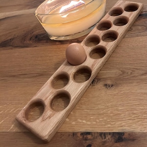 Solid Oak Egg Holder - Handcrafted Wooden Kitchen Organizer