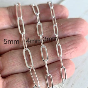 Sterling Silver Paper Clip Chain Necklace, Rectangle Links immagine 4