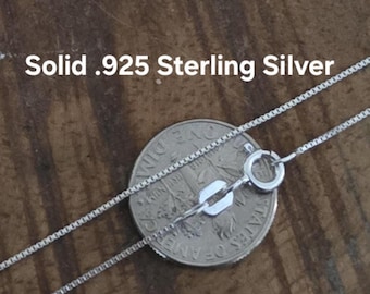 Sterling Silver Box Chain, Fine Delicate Necklace, 10,14,16,18,20,22,24,30 inches.