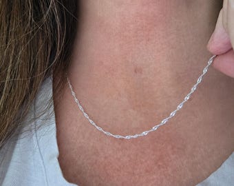 1.6mm Diamond cut Snake Singapore Chain Necklace- Sterling Silver- 16', 18", 20", 22", 24"