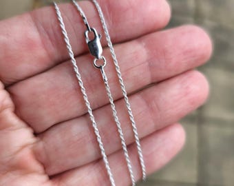 1mm, Sterling Silver Rope Chain Necklace