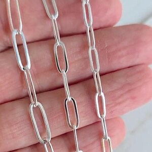 Sterling Silver Paper Clip Chain Necklace, Rectangle Links immagine 2