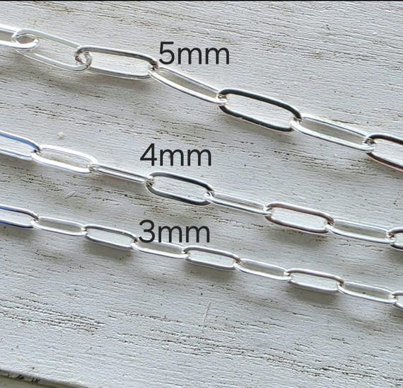 Sterling Silver Paper Clip Chain Necklace, Rectangle Links