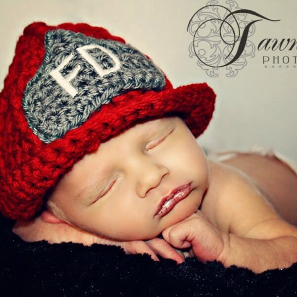 Custom Crochet Firefighters Helmet Baby Hat