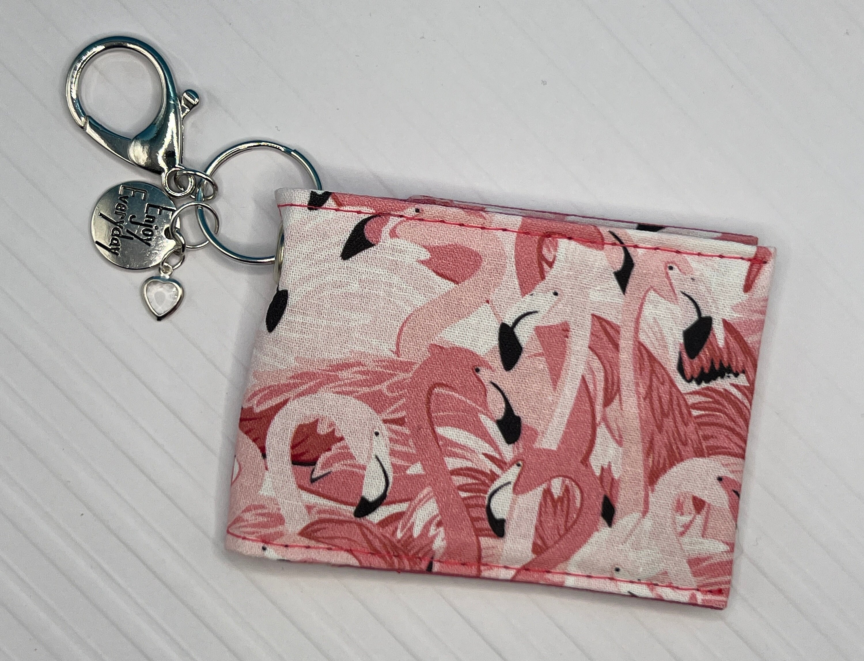 Keychain ID Holder Wallet - Flamingo Leather Keychain ID Holder Wallet - Flamingo Leather