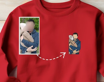 Custom Embroidered Portrait Sweatshirt, Personalized Photo Gift