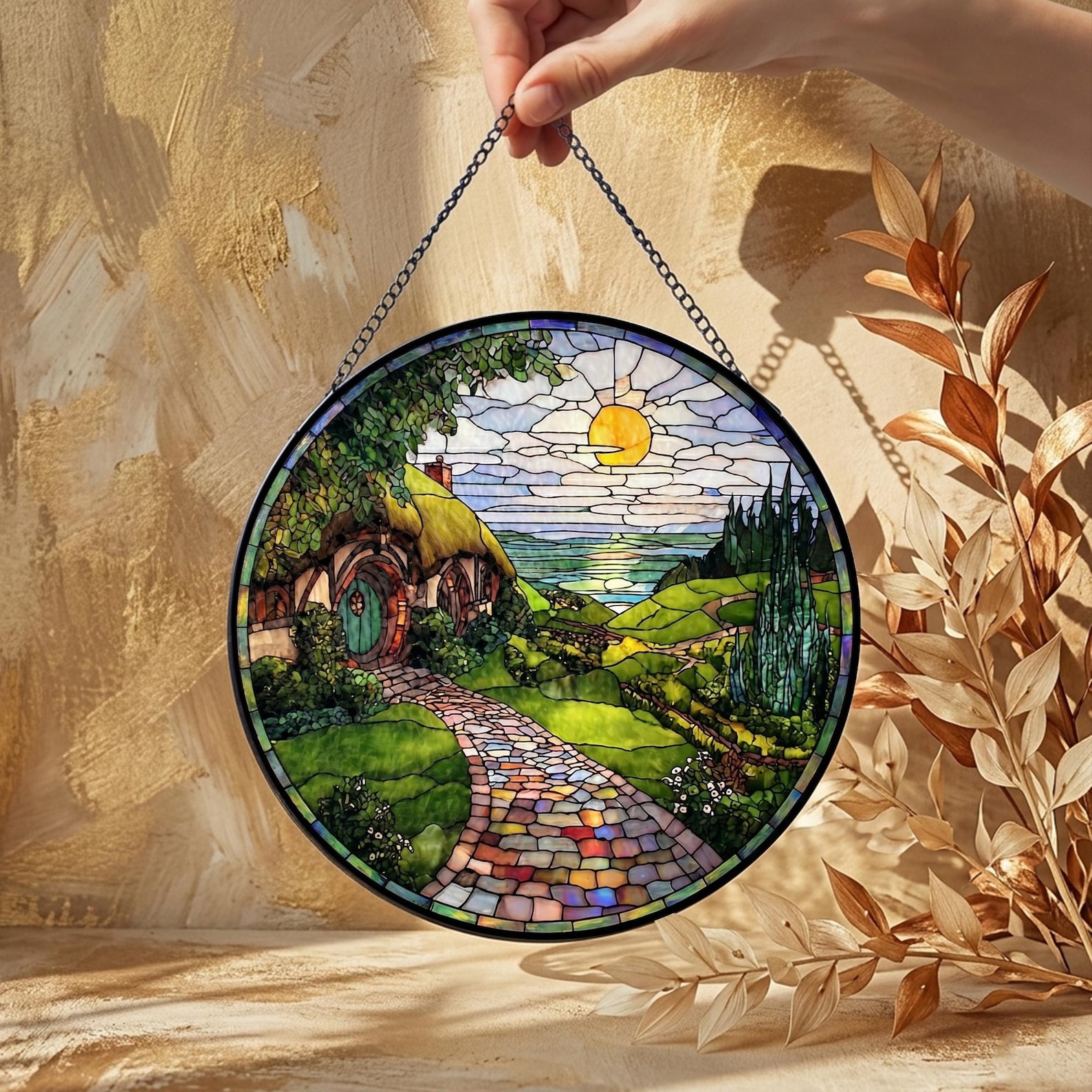 Hobbit Hole Decor Stained Glass Suncatcher