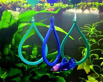 Betta Swim Through Rings – Floating Waterdrop Hoops (Set of 3) - Aquarium Fish Tank Decor