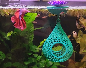 Floating Betta Hammock Hide - Aquarium Cave for Bettas & Shrimp - Water Lily Fish Tank Decor
