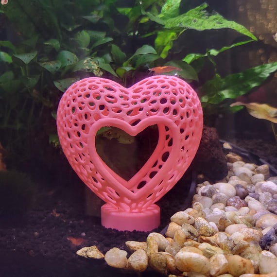 Heart Aquarium Ornament | Fish & Shrimp Hideout | Voronoi