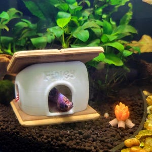 S’mores House Aquarium Hide - Fish Tank Cave for Betta & Shrimp - Summer CampDecor