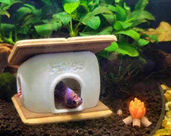 S’mores House Aquarium Hide - Fish Tank Cave for Betta & Shrimp - Summer Camp Decor