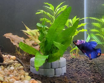 Aquarium Plant Pot Holder - Stone Wall Style Planter, Fish Tank Decor, Fairy garden