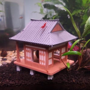 Asian House Aquarium Hide - Betta & Shrimp Cave - Korean Hanok Fish Tank Decor image 4