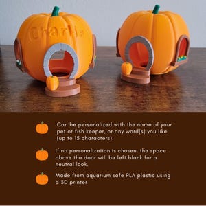 Pumpkin House Aquarium Hide - Betta & Shrimp Cave - Halloween and Autumn Fish Tank Decor image 2
