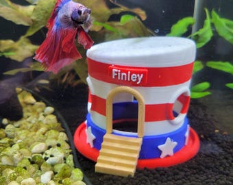 Patriotic Top Hat Aquarium Hide – Betta & Shrimp Fish Tank Cave, 250 Years USA Decor