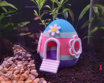 Easter Egg Aquarium Hide - Fish Tank Cave for Betta & Shrimp - Spring Holiday Decor