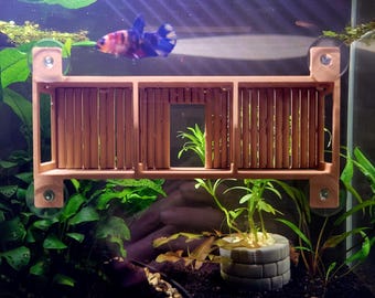 Bamboo Beach House Betta Fish Tunnel Hide –  Aquarium Fish Tank Decor, Shrimp Cave