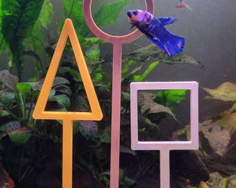 Betta Fish Swim Through Hoops, Aquarium Enrichment Toy, Geometric Fish Tank Decor, Betta Training Rings, Nano Aquarium Accessory