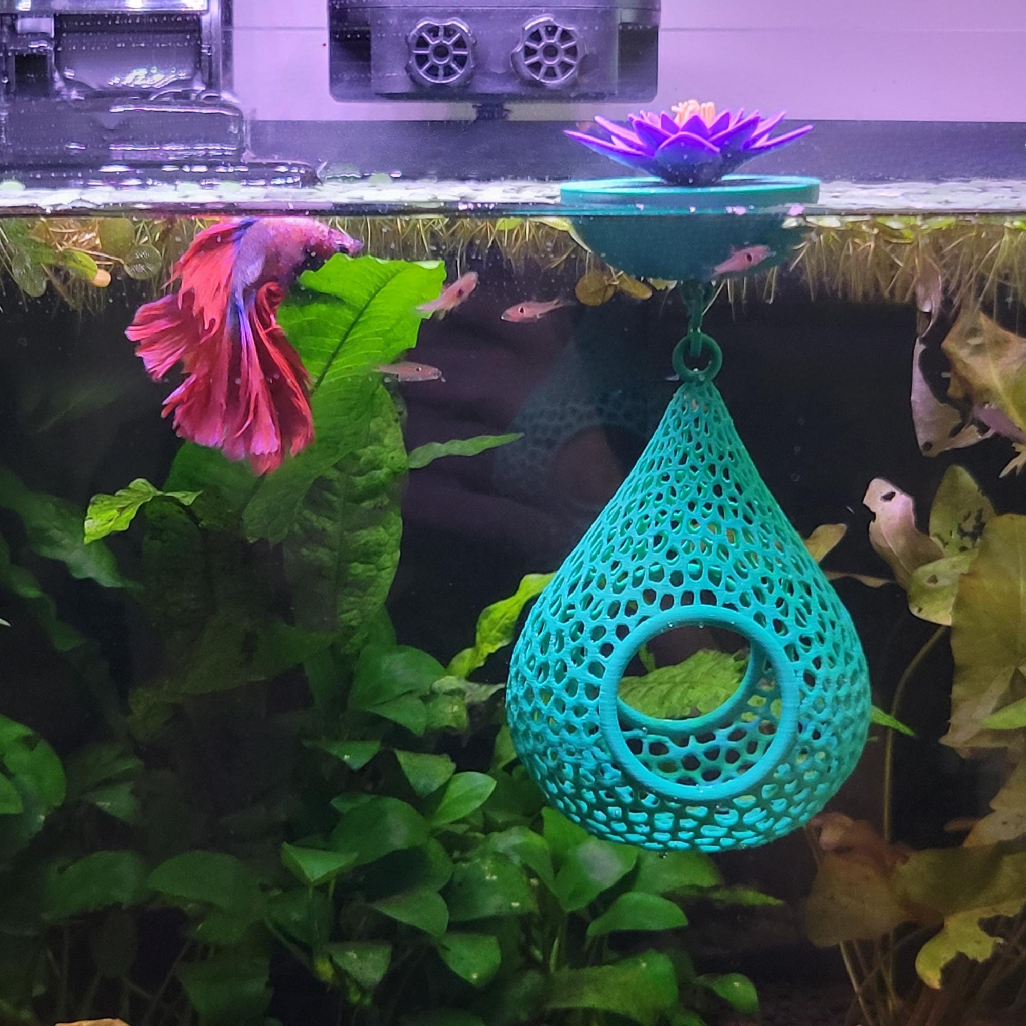 Betta Rest Pod, Floating Aquarium Ornament, Unique Fish Tank Decor, Hide for Shrimp and Nano Fish, Colorful Water Lily Flower, Bed Hammock