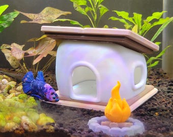 S’mores House Aquarium Hide - Betta & Shrimp Cave - Summer Camp Fish Tank Decor