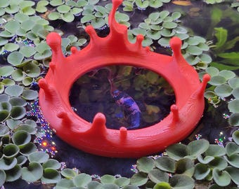Floating Fish Feeding Ring for Bettas & Small Fish - Sculpted Liquid Splash Design