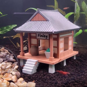 Asian House Aquarium Hide - Betta & Shrimp Cave - Korean Hanok Fish Tank Decor image 5